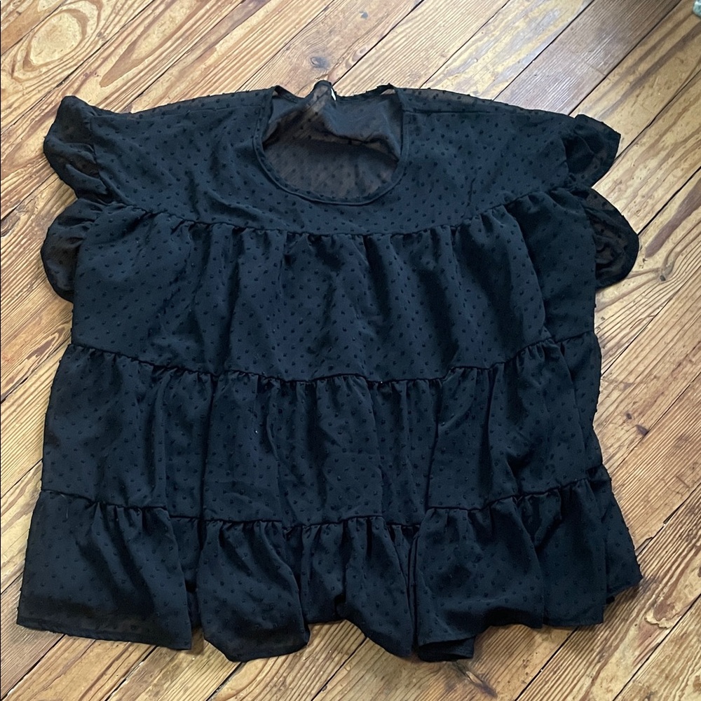 Black Ruffled Women's Top